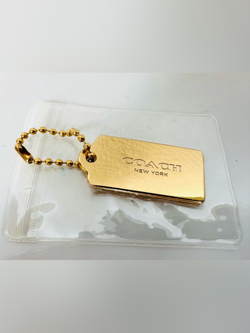 Coach Gold Metal Tag Key & Card Holder